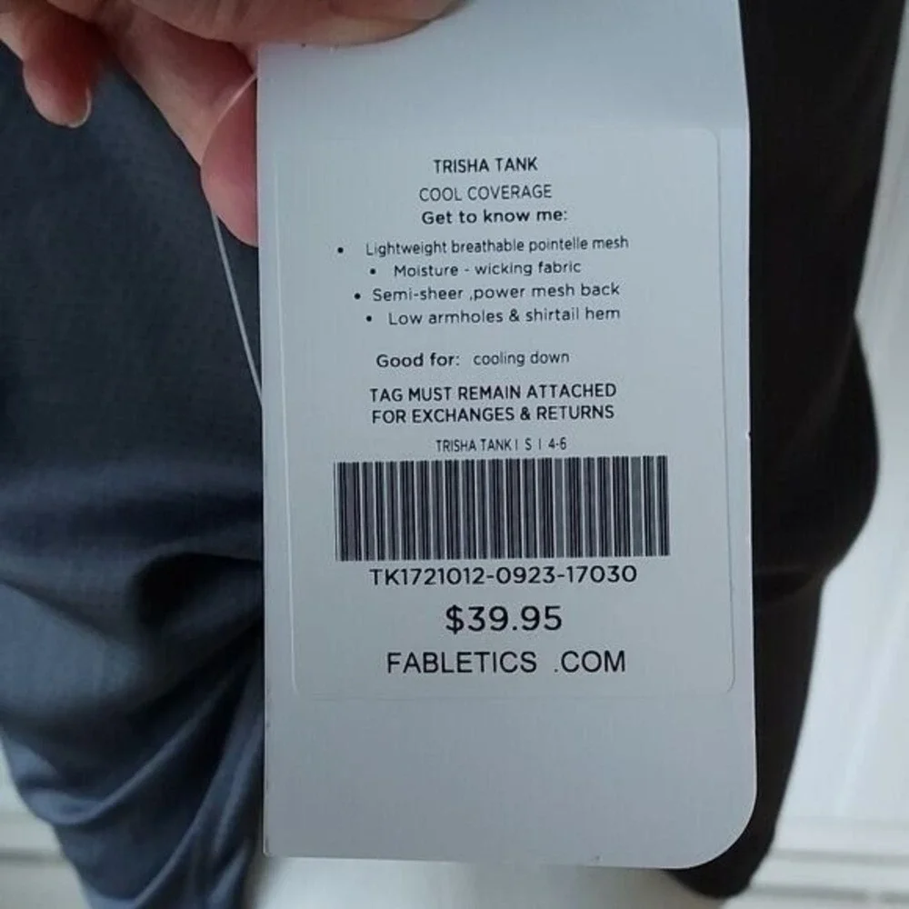 Fabletics Trisha Tank Dark Gray Mesh Back Muscle Workout Top NEW Activewear S